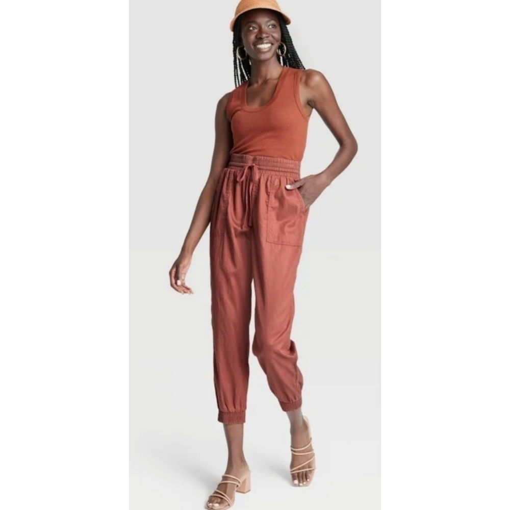 NEW A New Day High Rise Ankle Jogger Pants Rust